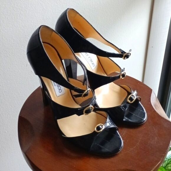 Jimmy Choo Shoes - Black Jimmy Choo Eel Skin Heels, EU 40